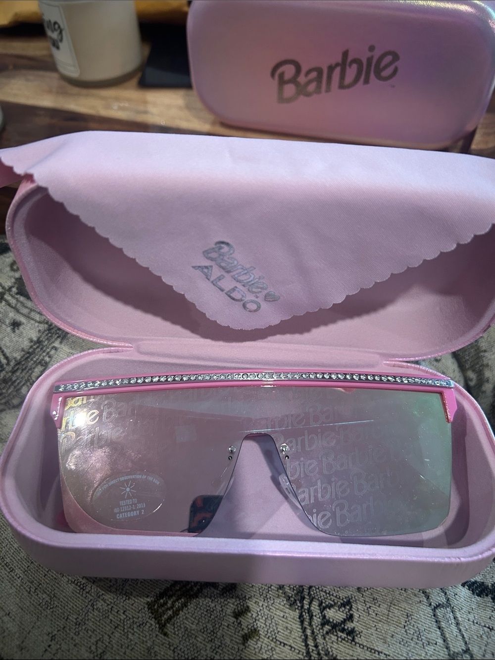 Barbie Pink Iridescent Shield Sunglasses with Rhinestone Trim